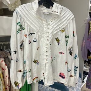 Alemais White Shirt with Colorful Accents